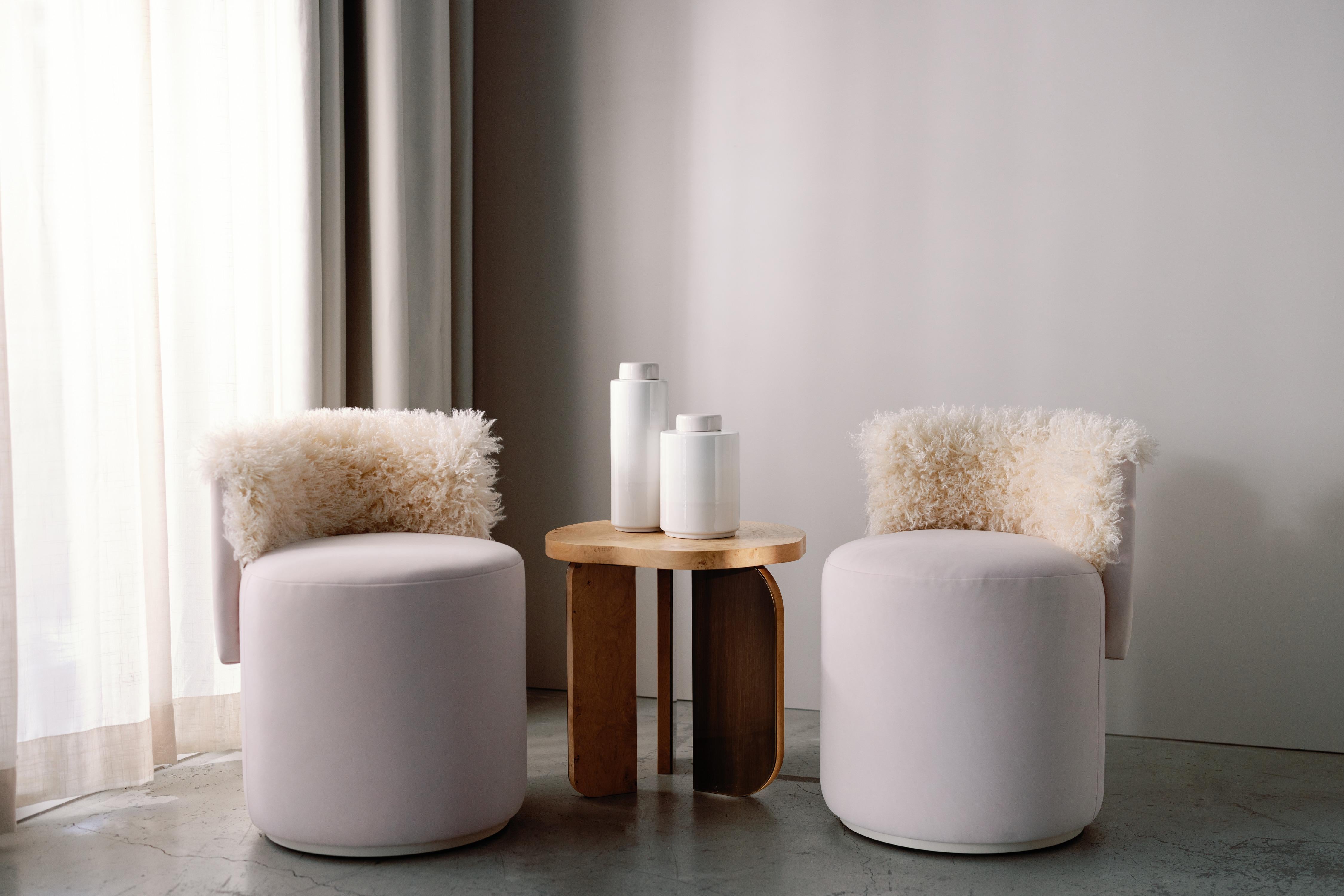Modern Grand Dining Chairs, drehbar, DEDAR Jacquard Velvet, Oak, Greenapple im Angebot 6
