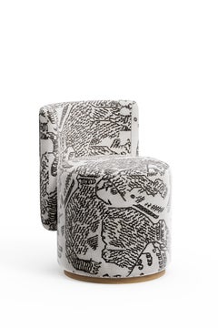 Sedie da pranzo moderne Grand, girevoli, Dedar Jacquard Velvet, Oak, Greenapple