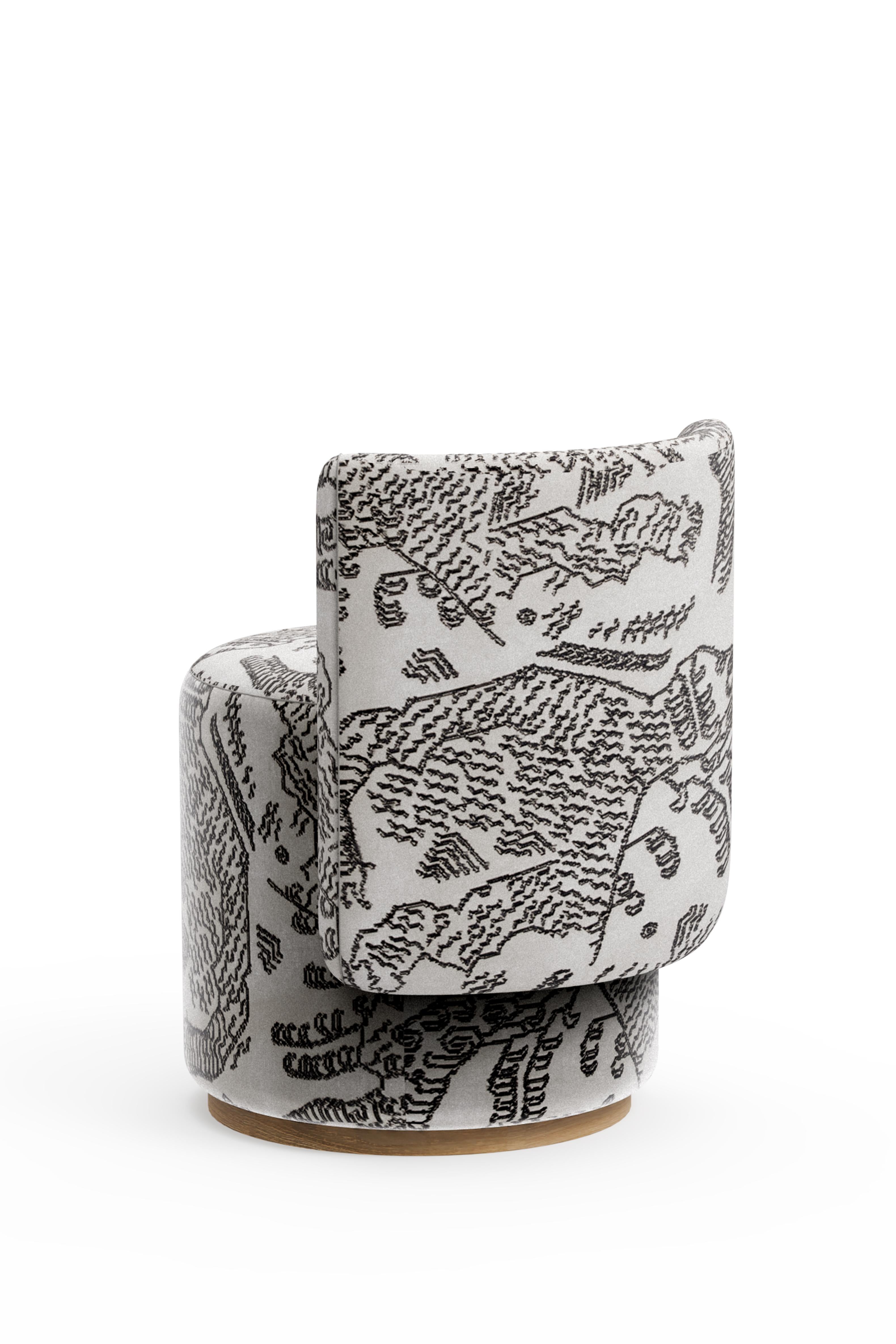 Sillas de Comedor Modern Grand, Giratorias, Terciopelo Jacquard DEDAR, Roble, Greenapple en venta 1