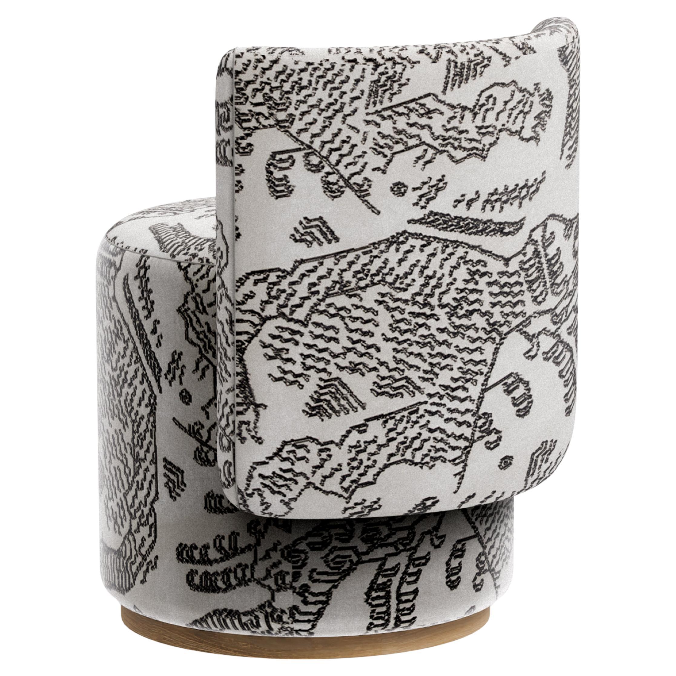 Modern Grand Dining Chairs, Swivel, DEDAR Jacquard Velvet, Oak, Greenapple