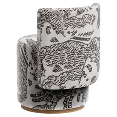 Sillas de Comedor Modern Grand, Giratorias, Terciopelo Jacquard DEDAR, Roble, Greenapple