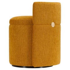 Grand pouf moderne du milieu du siècle en coton, laiton et hêtre, fabriqué à la main par Greenapple