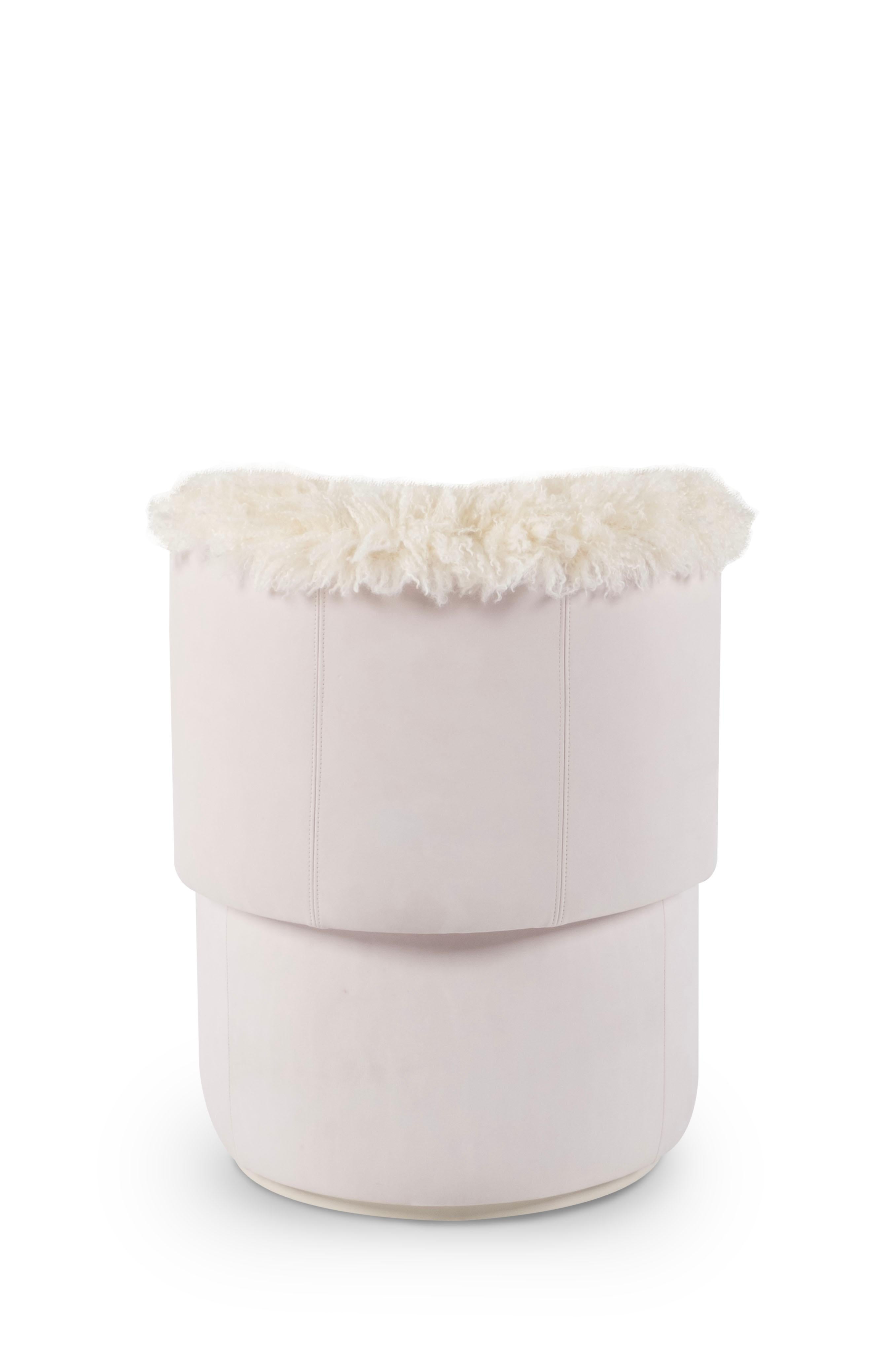 Grand Pouf moderno di metà secolo, Set/2 in nabuk rosa, fatto a mano da Greenapple in vendita 8