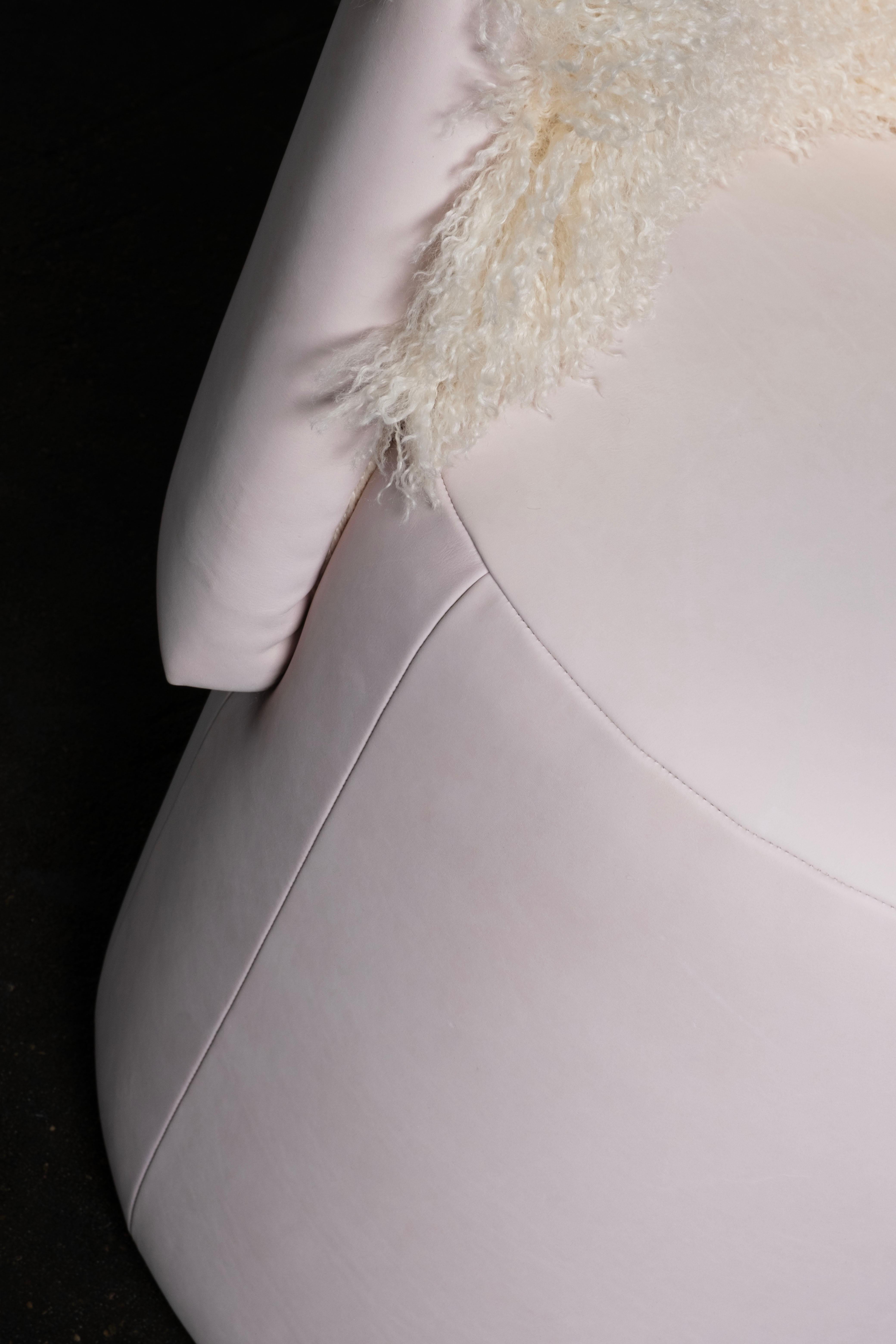 Grand Pouf moderno di metà secolo, Set/2 in nabuk rosa, fatto a mano da Greenapple in vendita 5