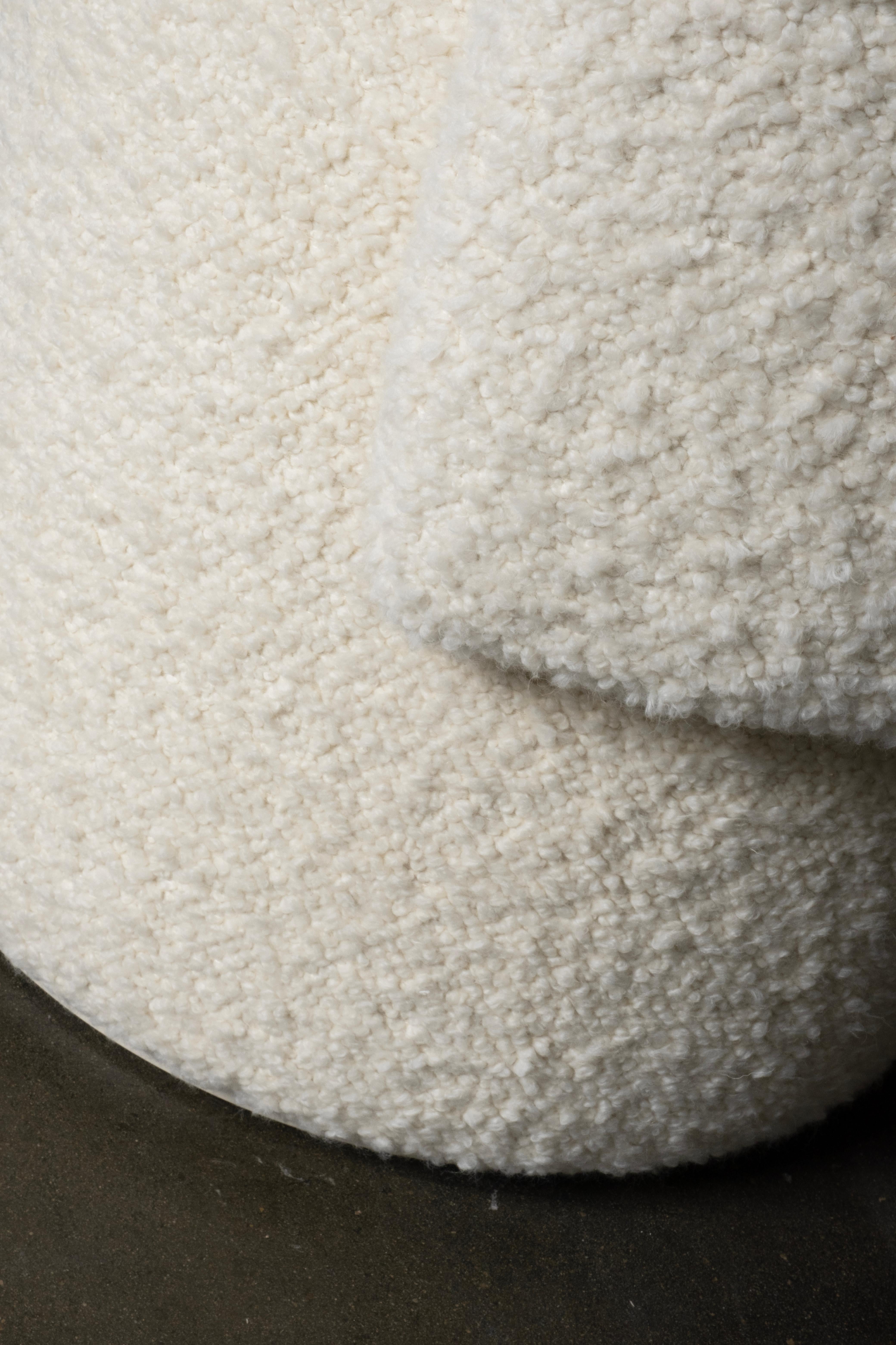 Modern Grand Pouf White Cotton Bouclé Handmade in Portugal by Greenapple For Sale 8