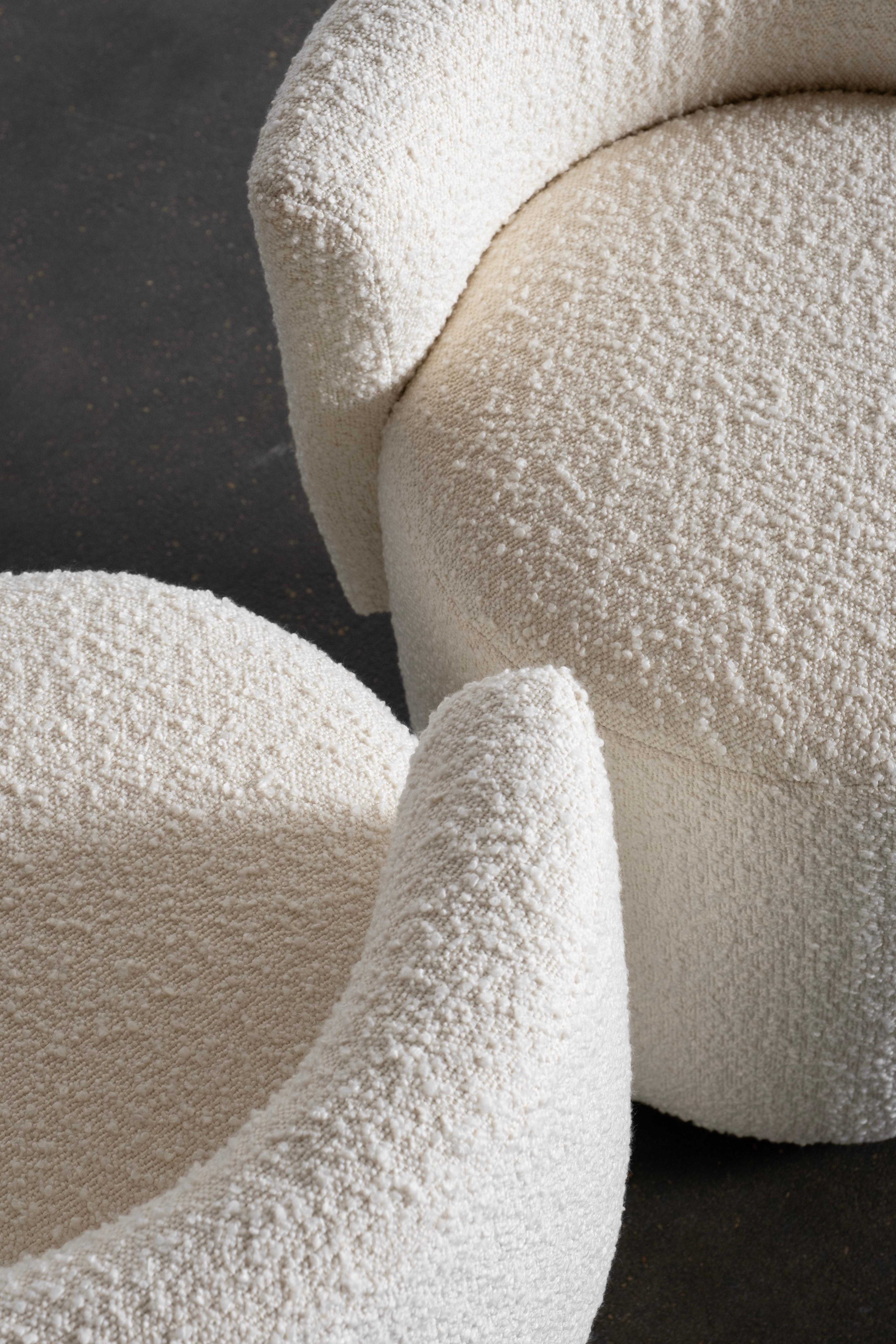 The Modernity Grand Pouf Blanc Coton Bouclé Fait Main par Greenapple en vente 10