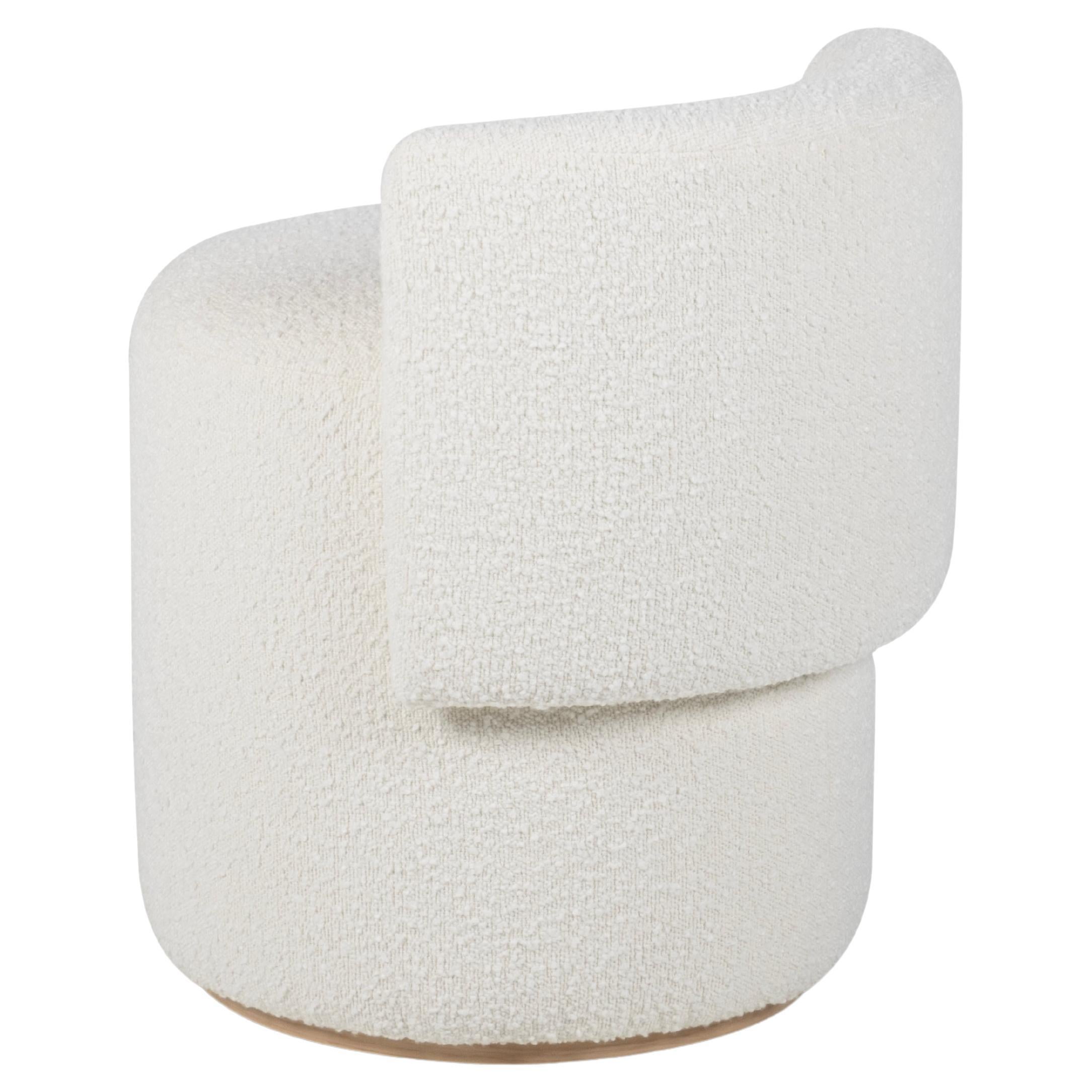 Mid-Century Modern Grand Pouf White Cotton Bouclé Handmade by Greenapple