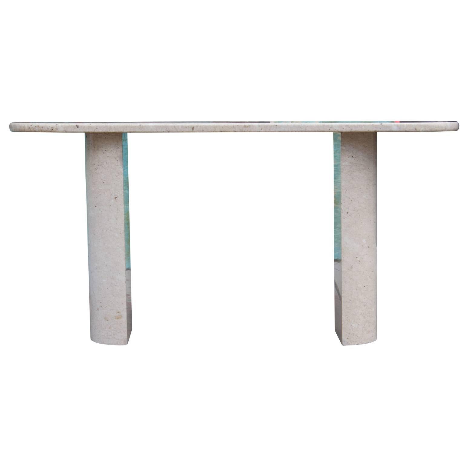 Lovely modern granite console table in the style of Borsani.