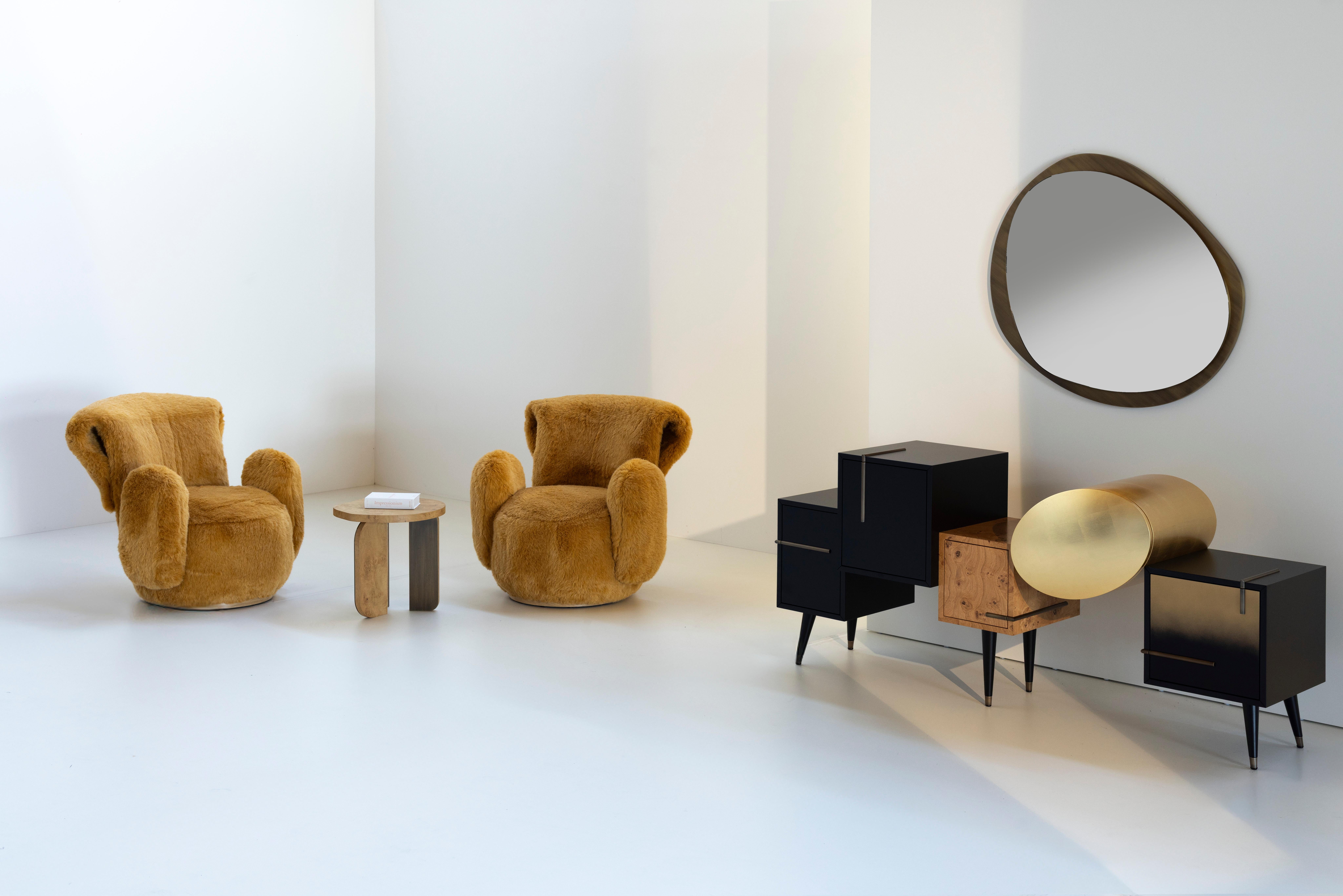Moderne The Moderns Armchair, Brown Faux Fur, Handmade Portugal by Greenapple en vente