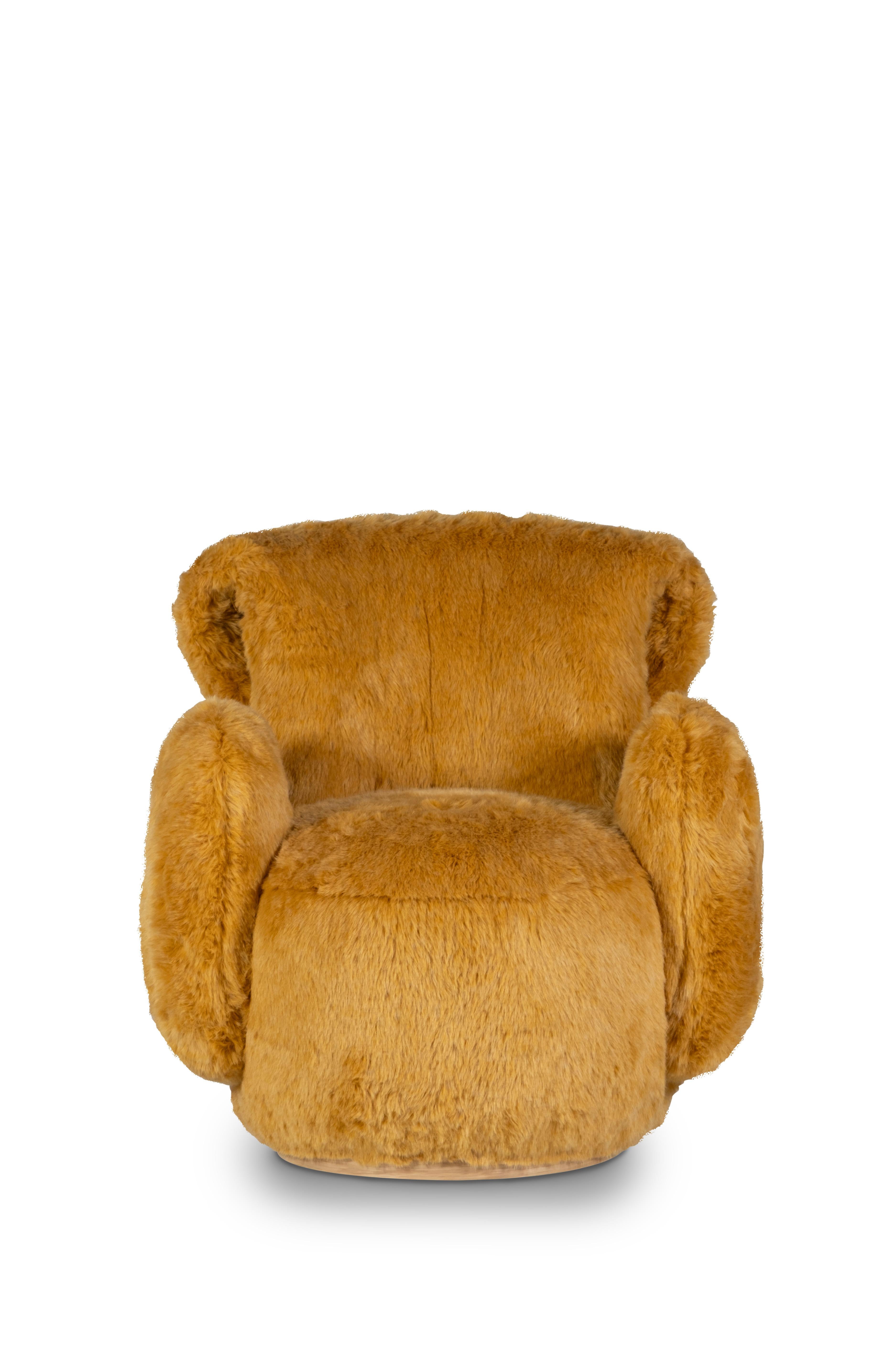 Portugais The Moderns Armchair, Brown Faux Fur, Handmade Portugal by Greenapple en vente