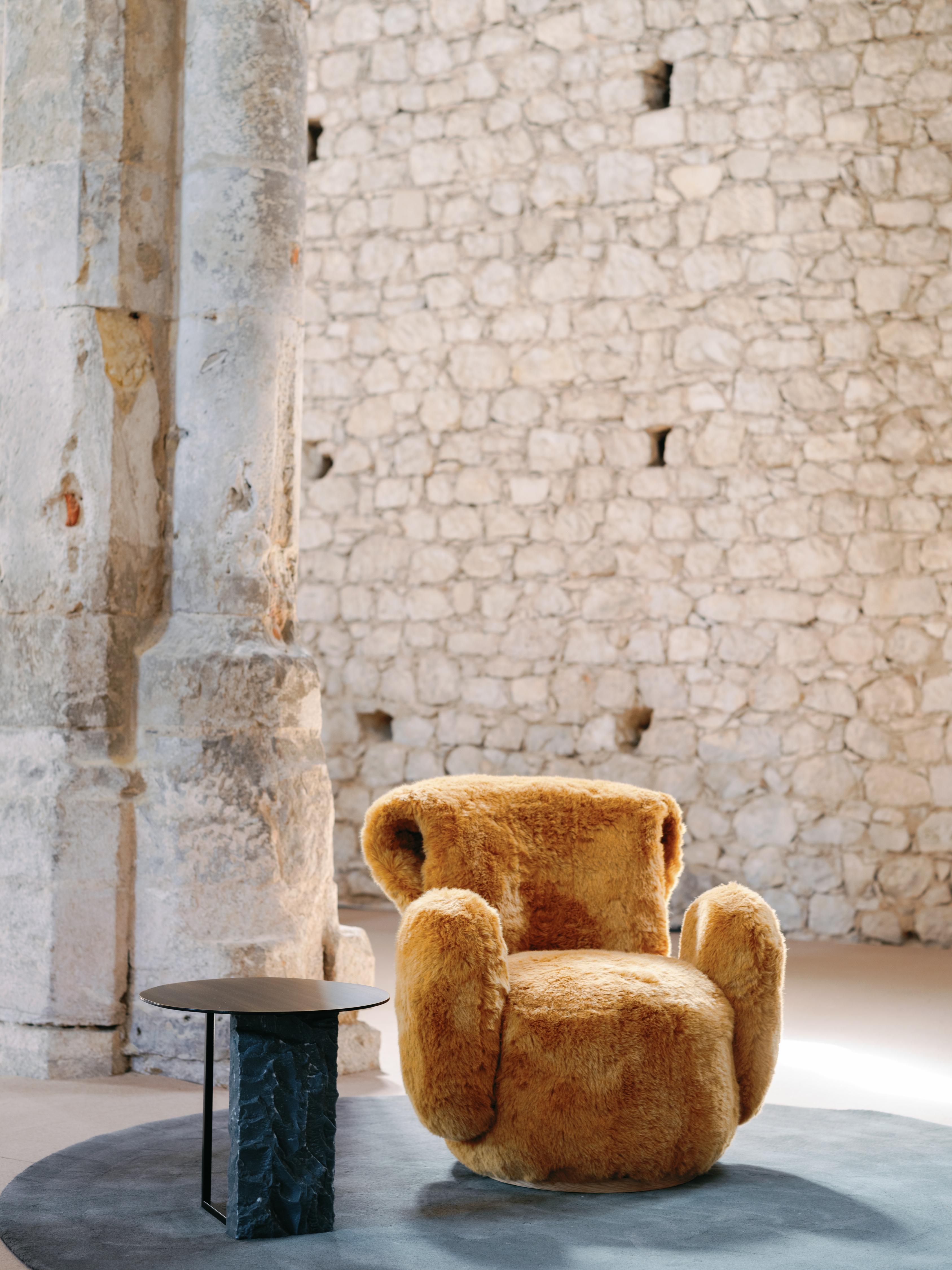Modern Grass Armchair, Brown Faux Fur, Handmade Portugal by Greenapple For Sale 5