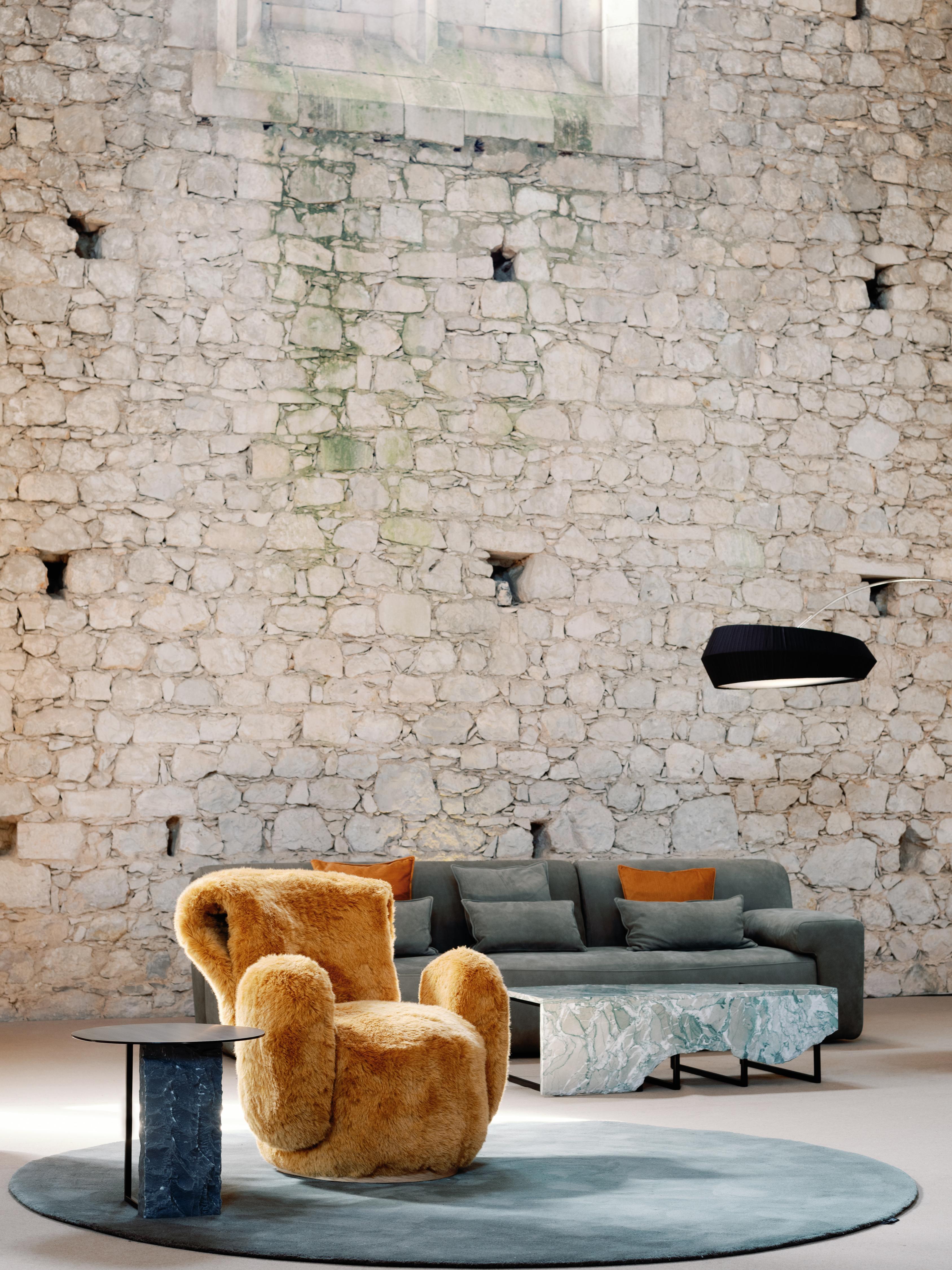 Modern Grass Armchair, Brown Faux Fur, Handmade Portugal by Greenapple For Sale 7