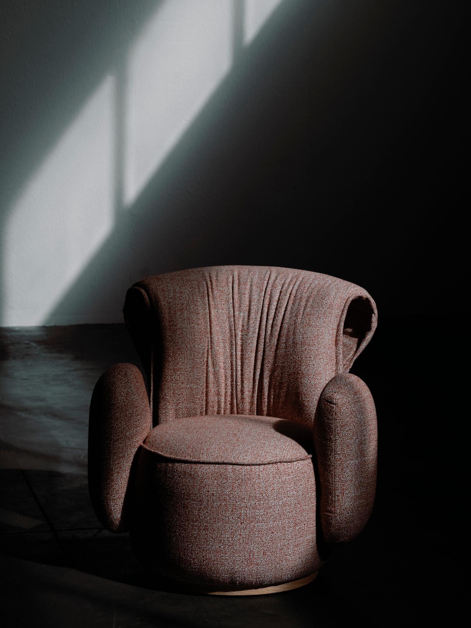 Modern Grass Armchair, Pink Nubuck Leather, Handmade in Portugal by Greenapple For Sale 6