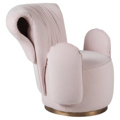 Modern Grass Armchair, Pink Nubuck Leather, Handmade in Portugal by Greenapple