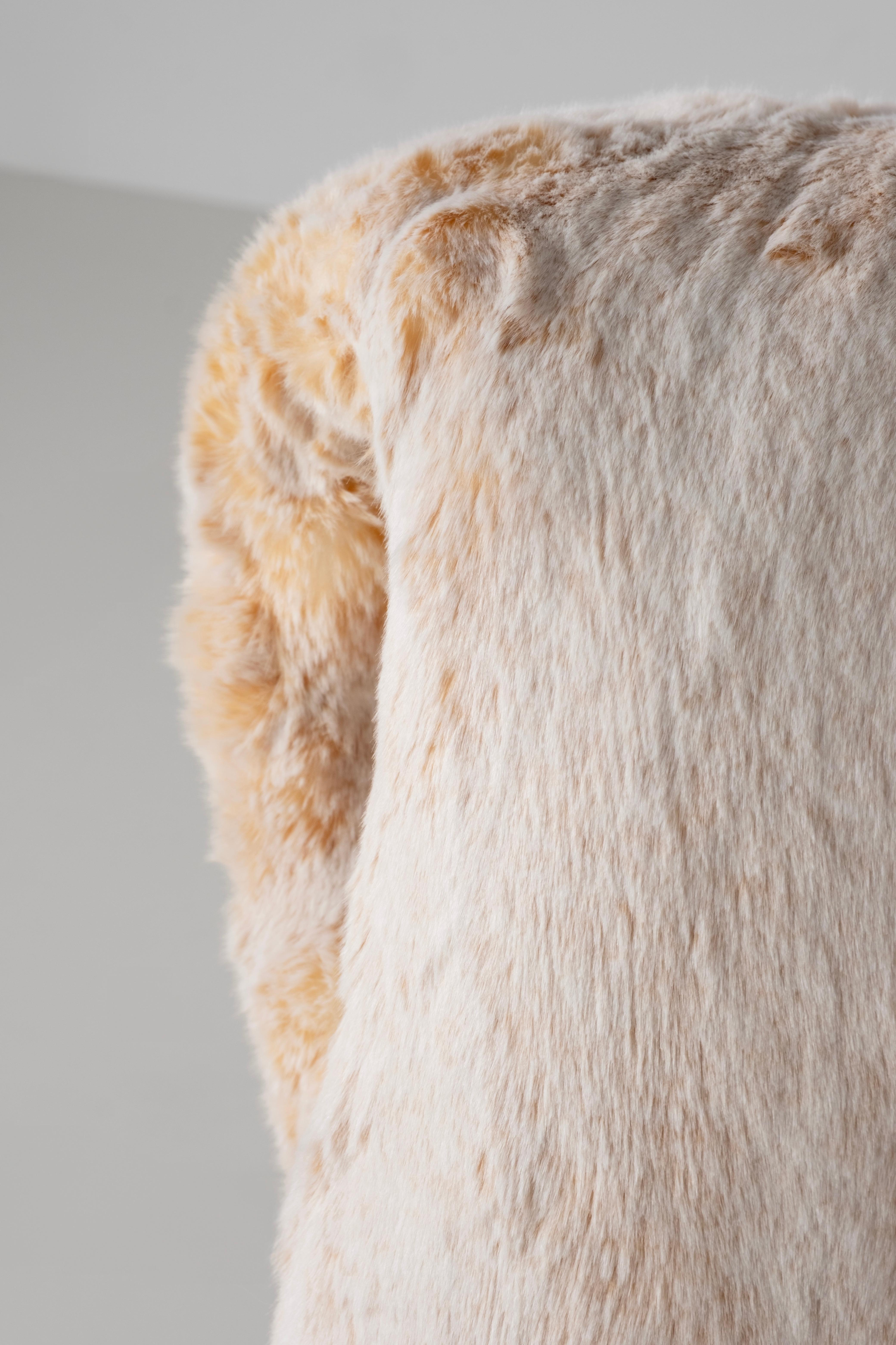 Modern Grass Lounge Chair, Peach Cream Faux Fur, Handmade by Greenapple For Sale 9