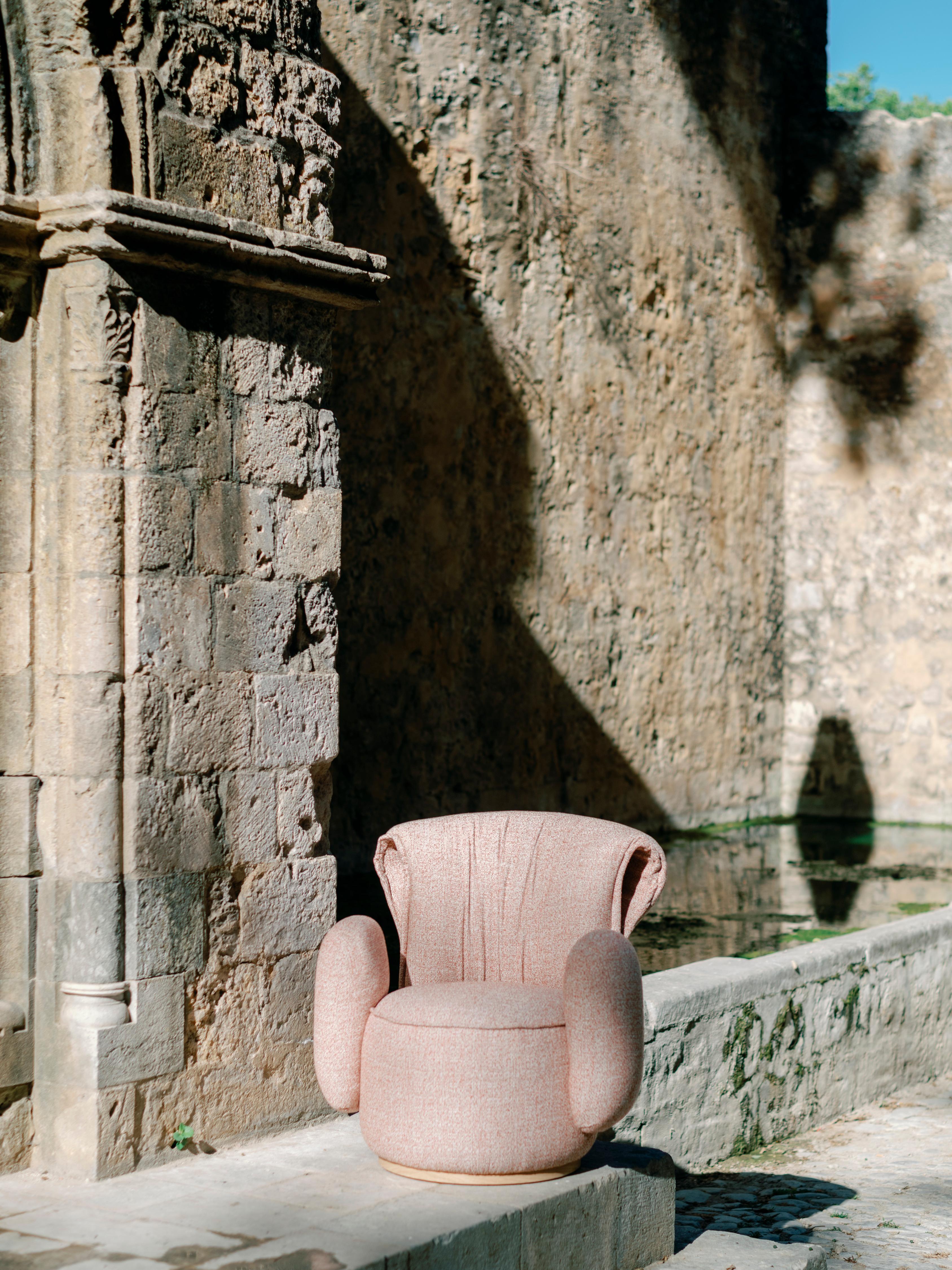 Portugais Fauteuil moderne Grass, Jacquard terre cuite, fabriqué à la main au Portugal par Greenapple en vente