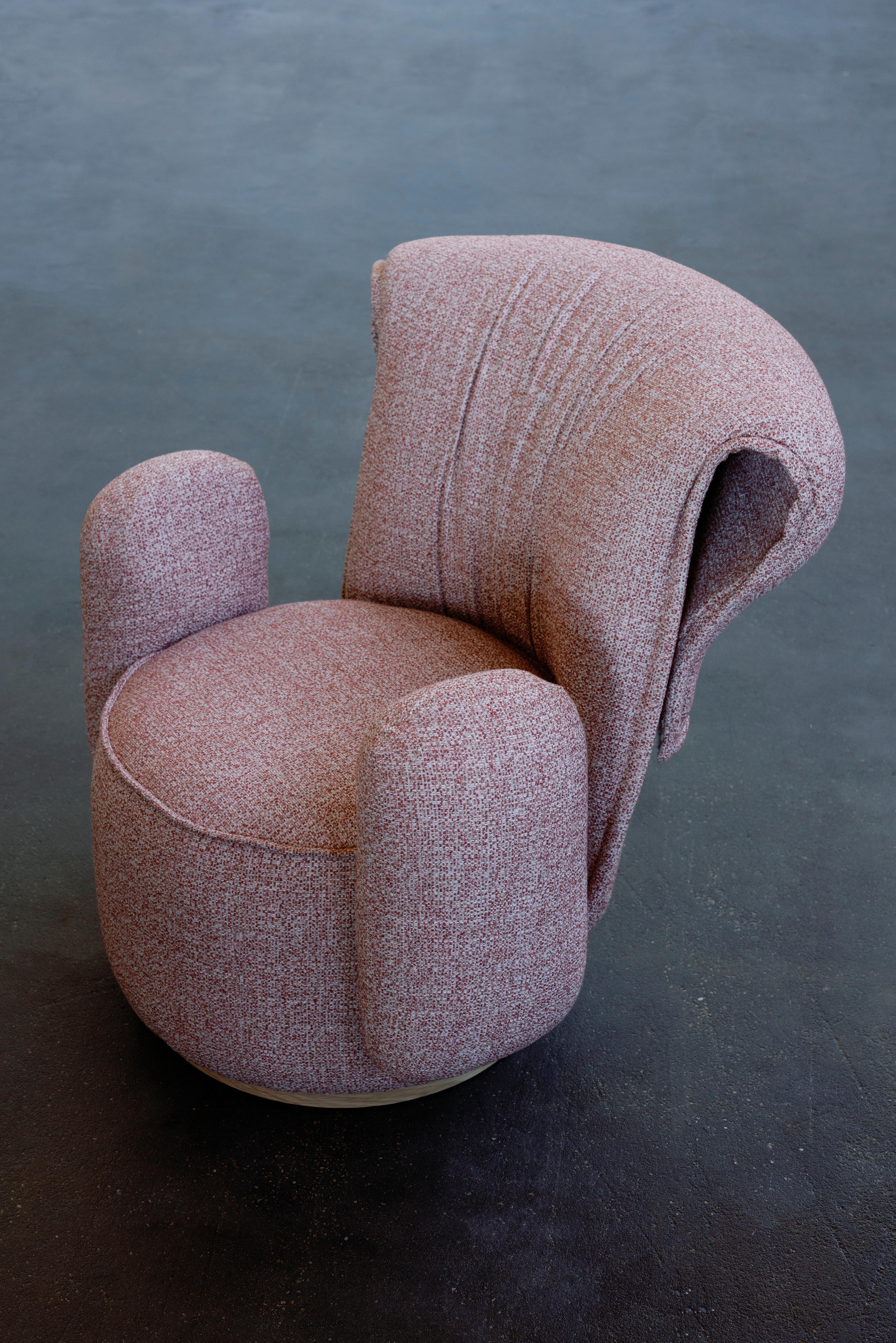 Laine Fauteuil moderne Grass, Jacquard terre cuite, fabriqué à la main au Portugal par Greenapple en vente