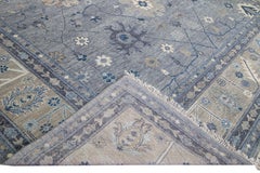 Modern Gray and Beige Oushak Handmade Floral Motif Oversize Wool Rug