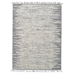 Modern Gray and Ivory Abstract Linear Designed Rug 9'x12'1''