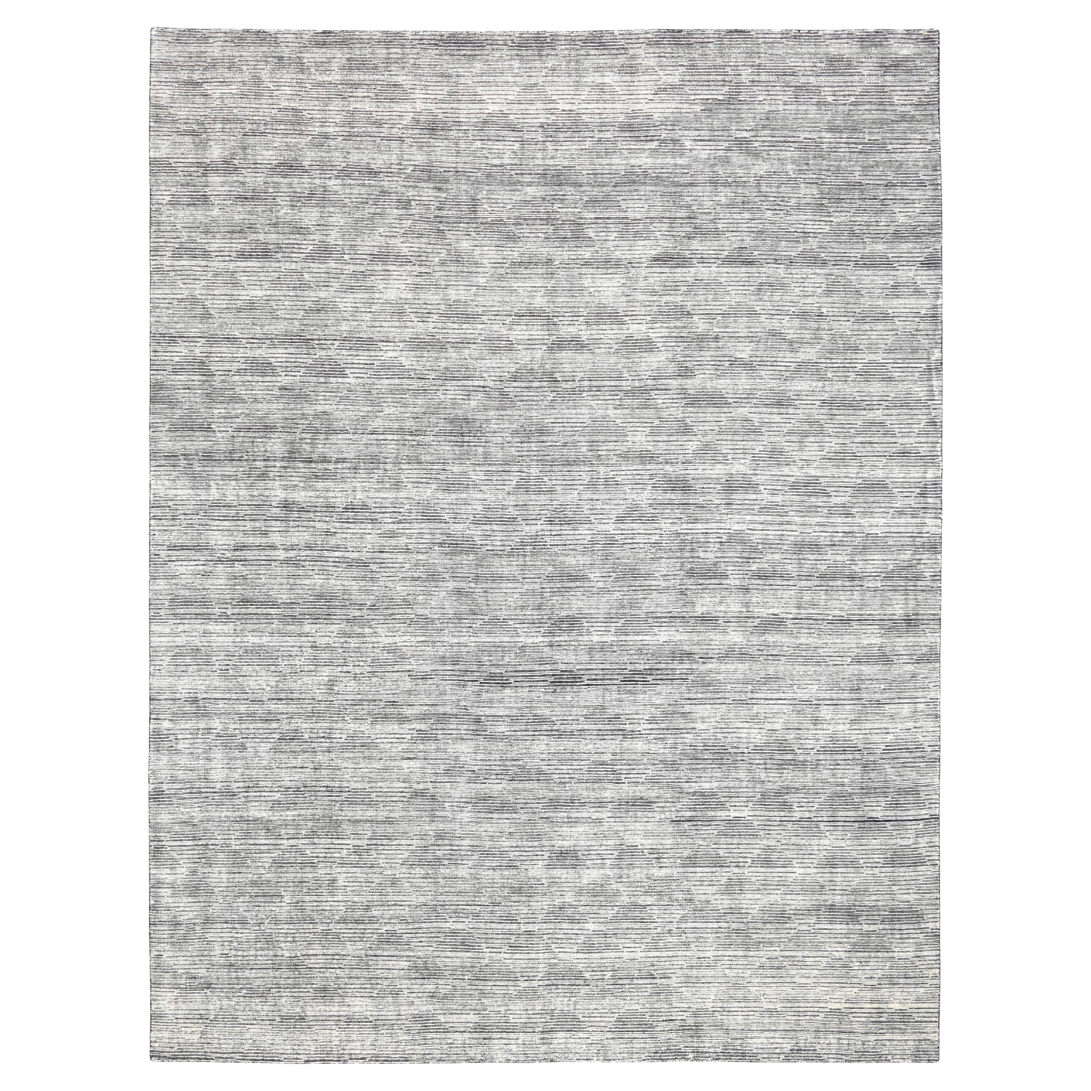 Tapis moderne gris et ivoire noué à la main 12'x16' vers 2020