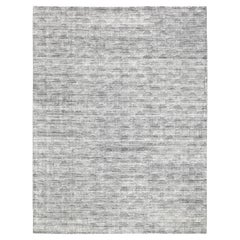Alfombra moderna de lana anudada a mano gris y marfil 12'x16' Circa 2020