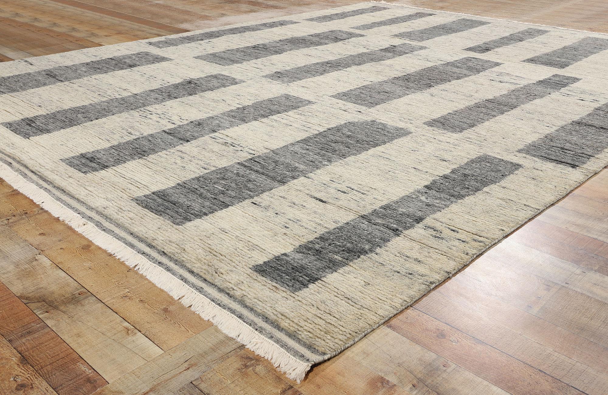 Laine Tapis marocain Bauhaus gris inspiré par Josef Albers et Theo van Doesburg en vente