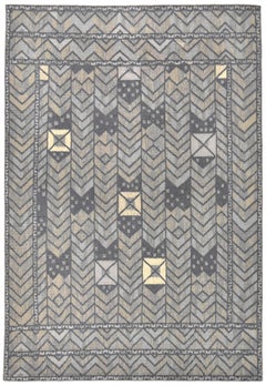 Modern Gray Chevron Designed Wool Rug 8'9''x12'9''