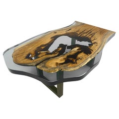 Modern Gray Epoxy Resin Coffee Table, Custom Side Table