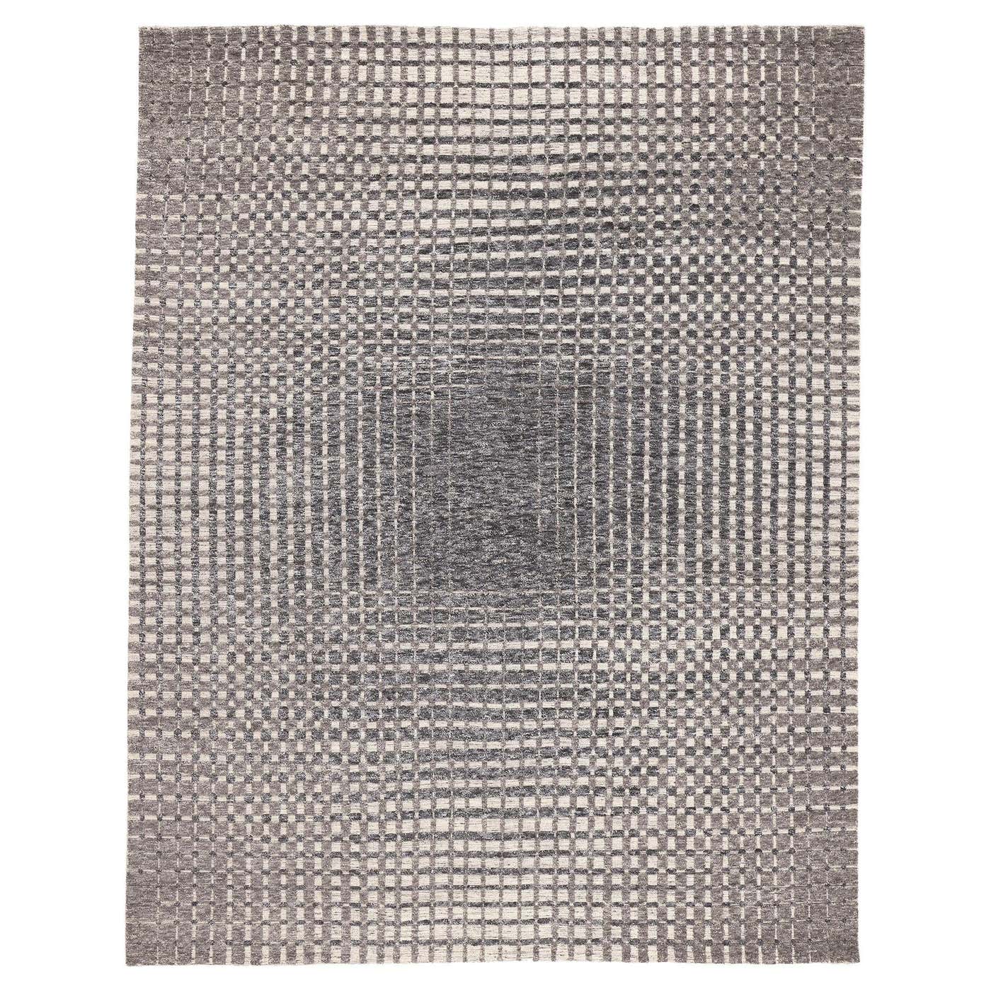 Modern Gray Geometric High-Low Rug, Subsuming Beauty Meets Visual ...