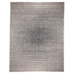 Modern Gray Geometric High-Low Rug, Subsuming Beauty Meets Visual Complexity