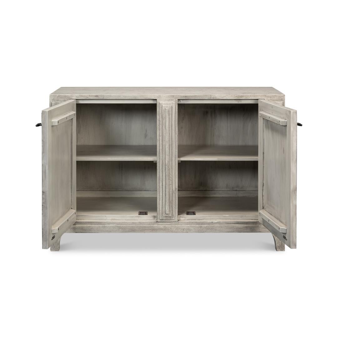 Asian Modern Gray Geometric Sideboard For Sale