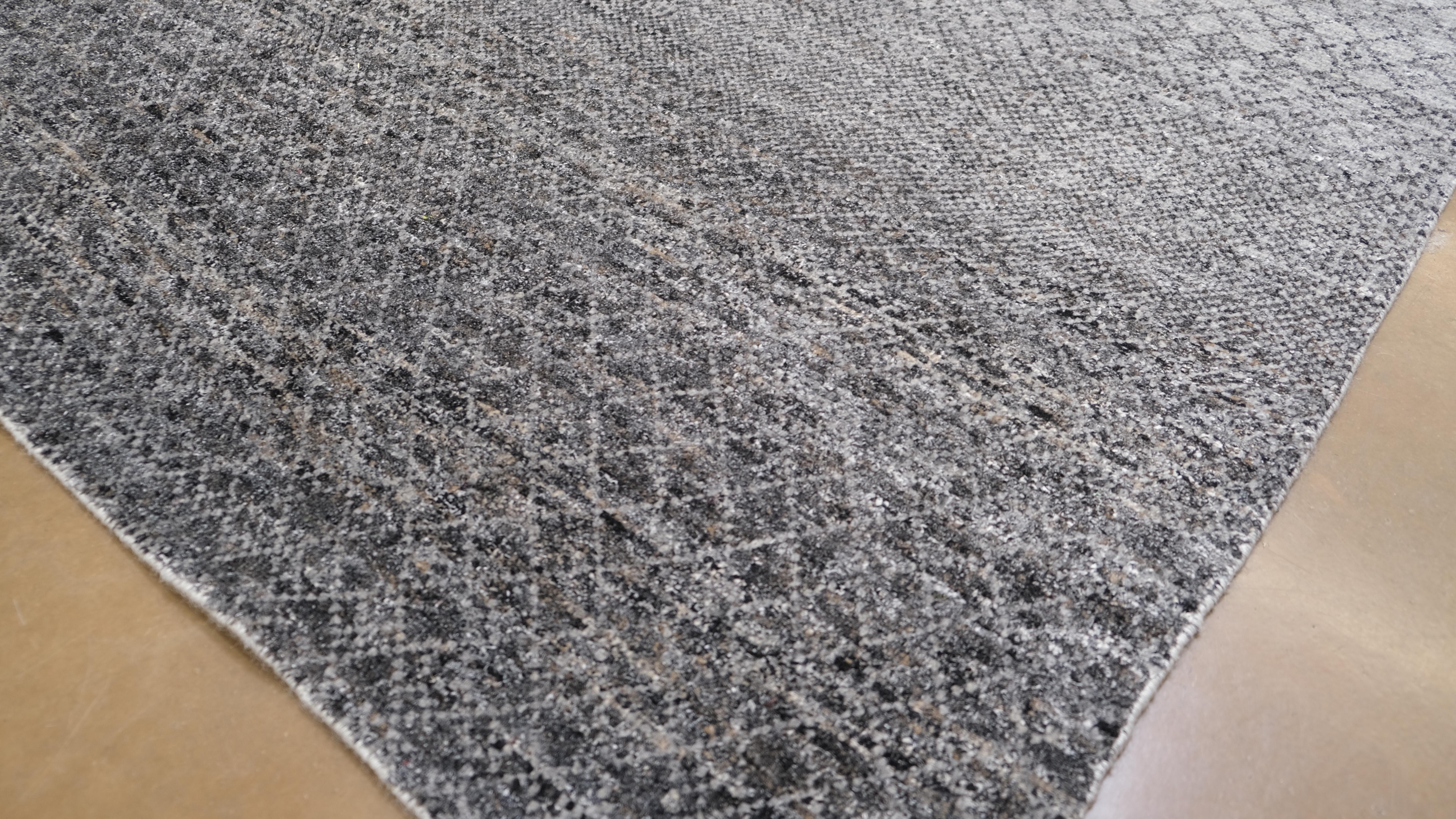 Modern Gray Gradient Diamond Lattice  Wollteppich 8'10''x12'2'' um 2020 (Asiatisch) im Angebot