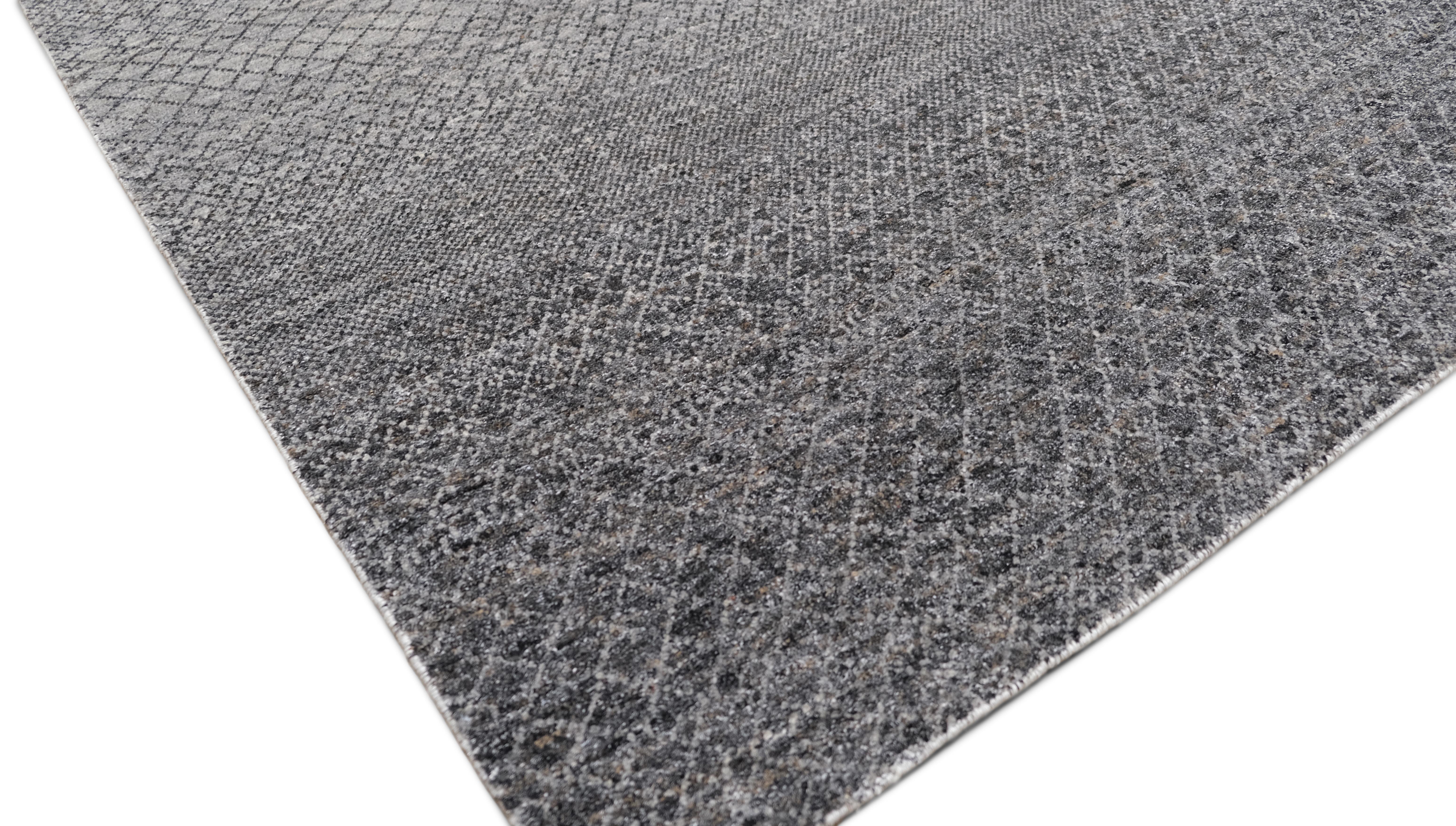 Modern Gray Gradient Diamond Lattice  Wollteppich 8'10''x12'2'' um 2020 (Handgeknüpft) im Angebot