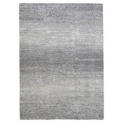 Moderno Entramado de Diamantes Gris Gradiente  Alfombra de lana 8'10''x12'2'' Circa 2020