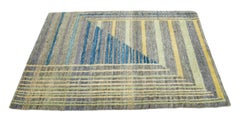 Modern Gray/Green Handmade Abstract Custom Wool & Silk Rug