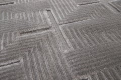 Modern Gray Handmade Geometric and Textured Custom Wool Rug