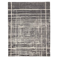 Tapis gris moderne, l'expressionnisme abstrait rencontre le cubisme