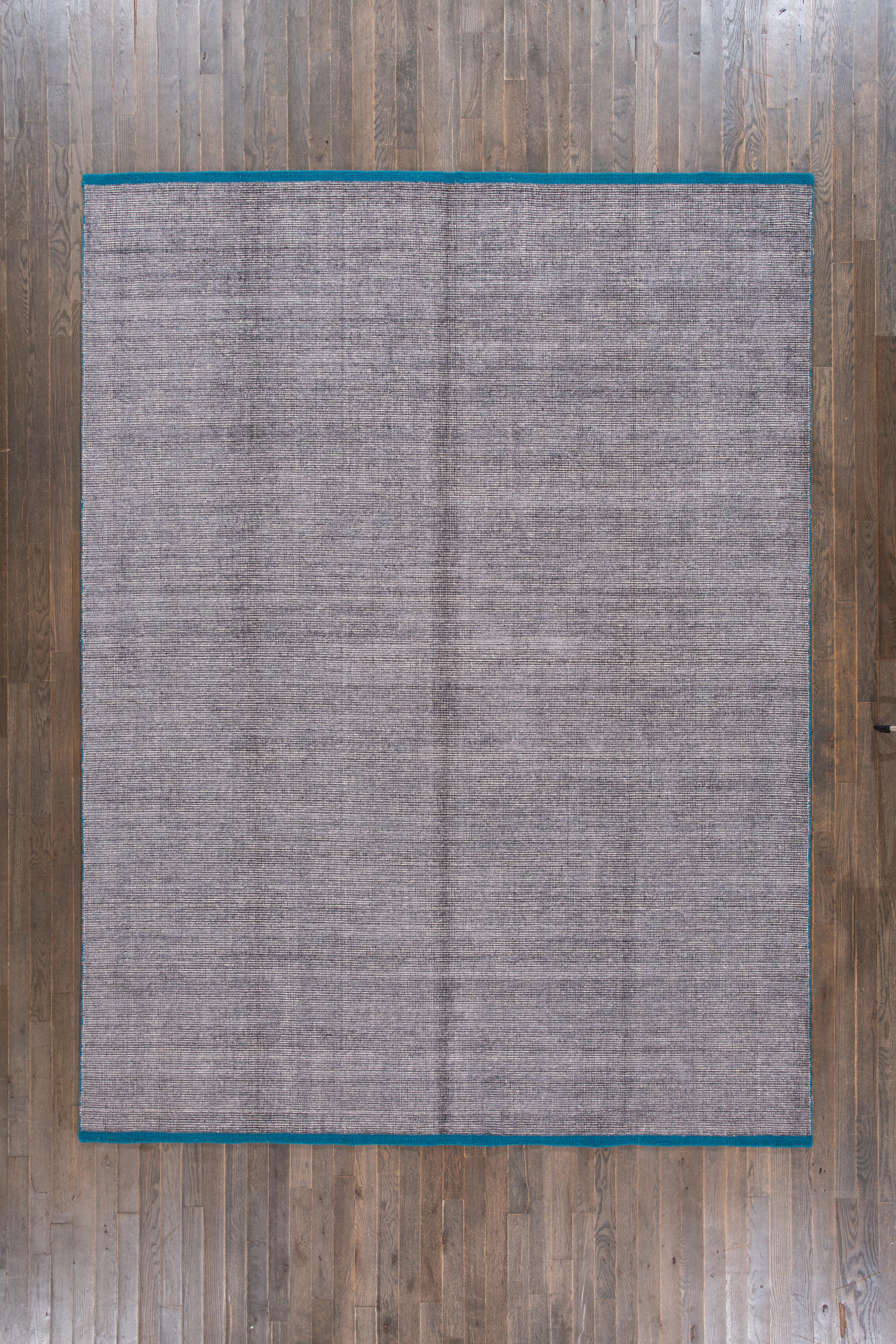 Contemporary Modern Gray Indian Loop/Cut Wool Rug Handmade By Apadana For Sale