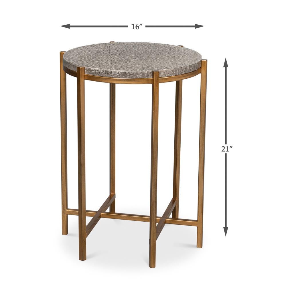 Modern Gray Leather Top Accent Table For Sale 5