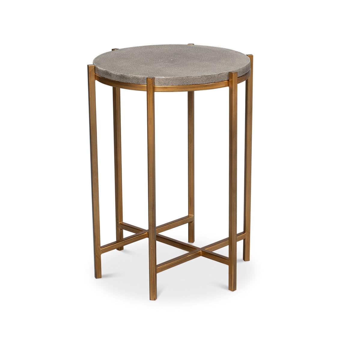 Mid-Century Modern Modern Gray Leather Top Accent Table For Sale