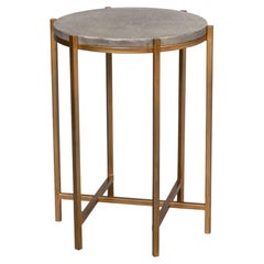Modern Gray Leather Top Accent Table