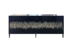 Modern Gray Milano Buffet in White/Silver Wave Glass Mosaic by Ercole Home