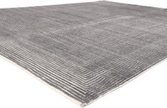 Modern Gray Opt Art High-Low Rug, Sublime Simplicity Meets Tantalizing Texture