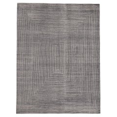 Modern Gray Opt Art High-Low Rug, Sublime Simplicity Meets Tantalizing Texture
