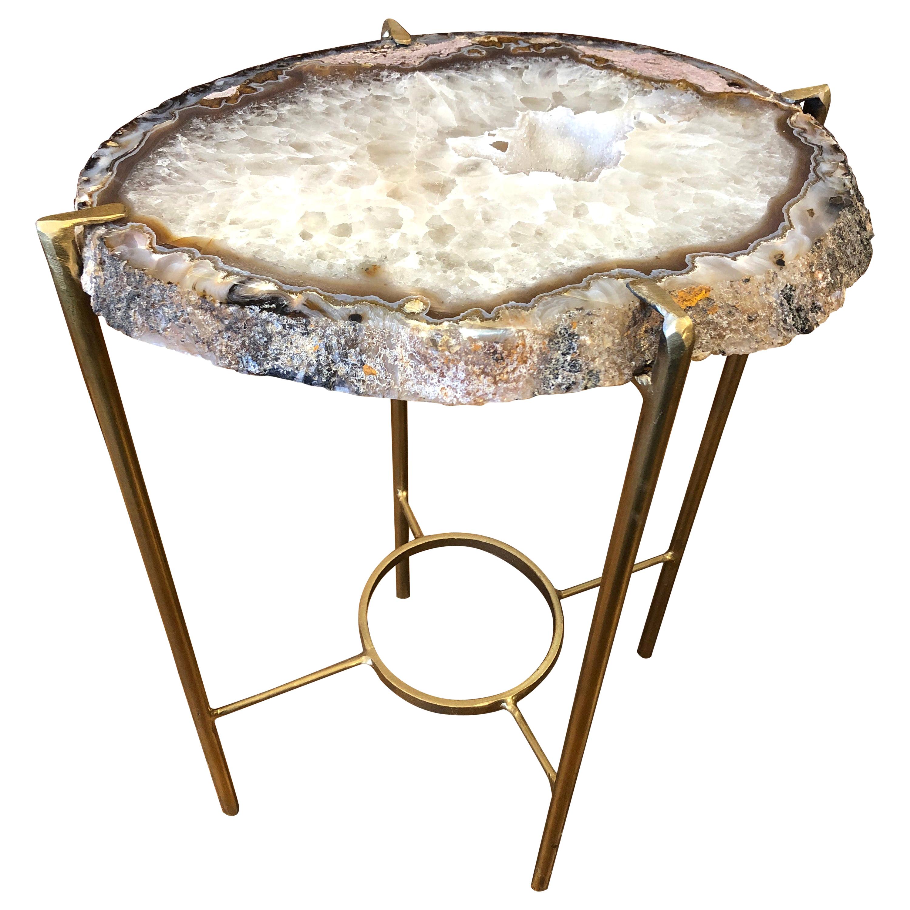 Modern Blue and White Quartz End Table at 1stdibs