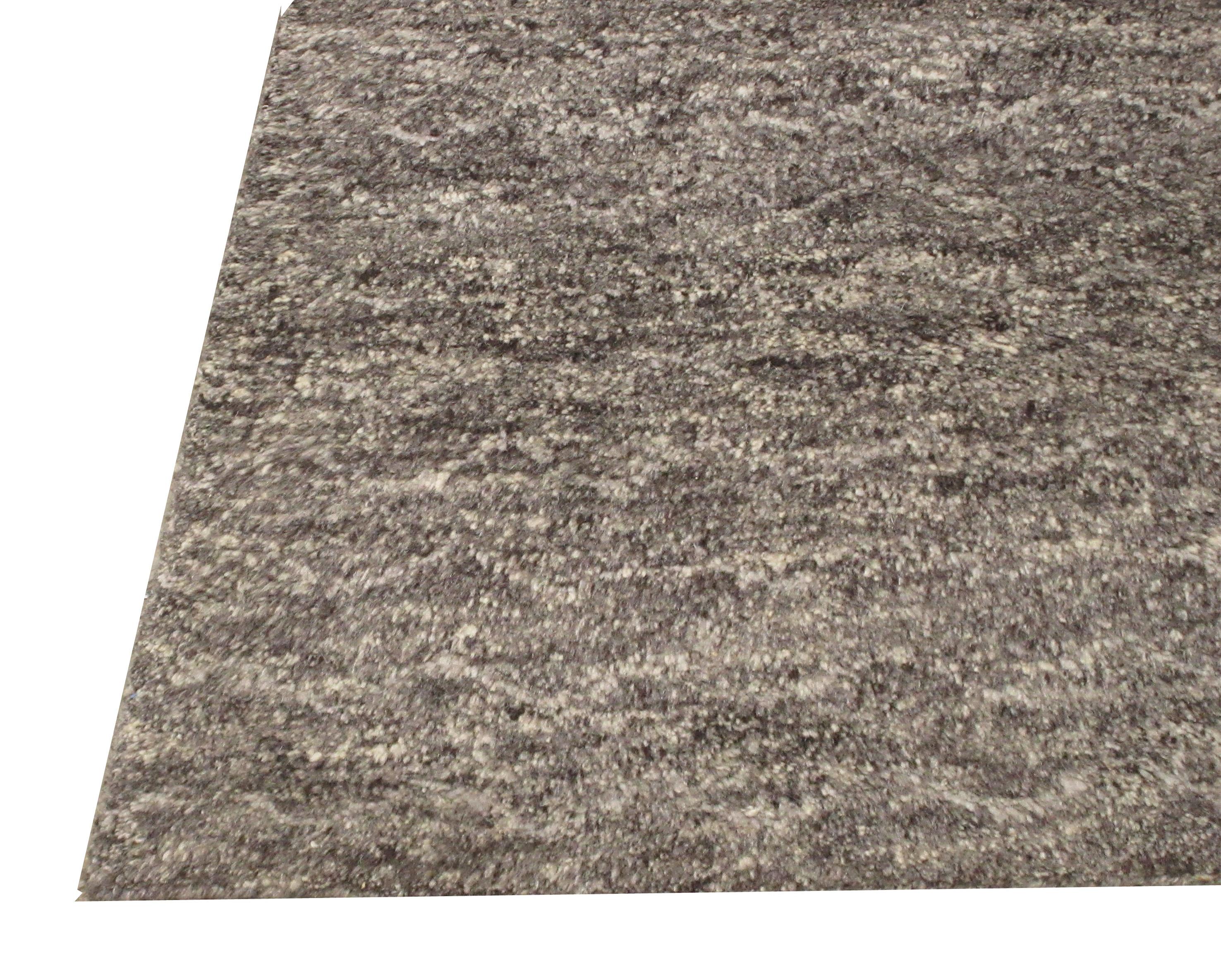 Hand-Knotted Modern Gray Runner For Sale