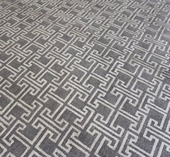 Modern Gray Silver Maze Patterned Wool Blend Rug 10'2''x13'1''