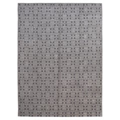 Tapis moderne gris et argenté à motifs 10'2''x13'1''