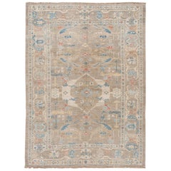 Apadana's Modern Gray Sultanabad Handmade Floral Wool Rug