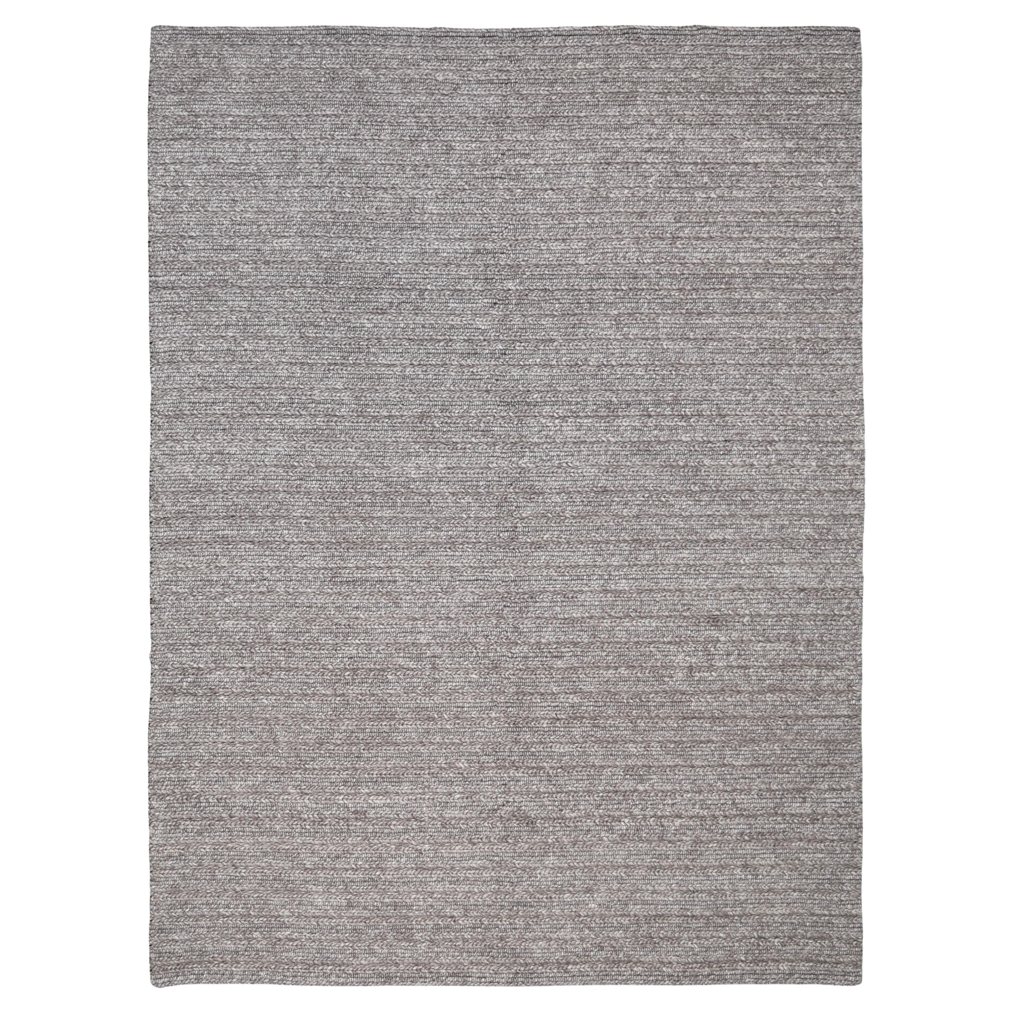 Modern Gray Textured Hand-Knotted Wool Rug 9'x12'